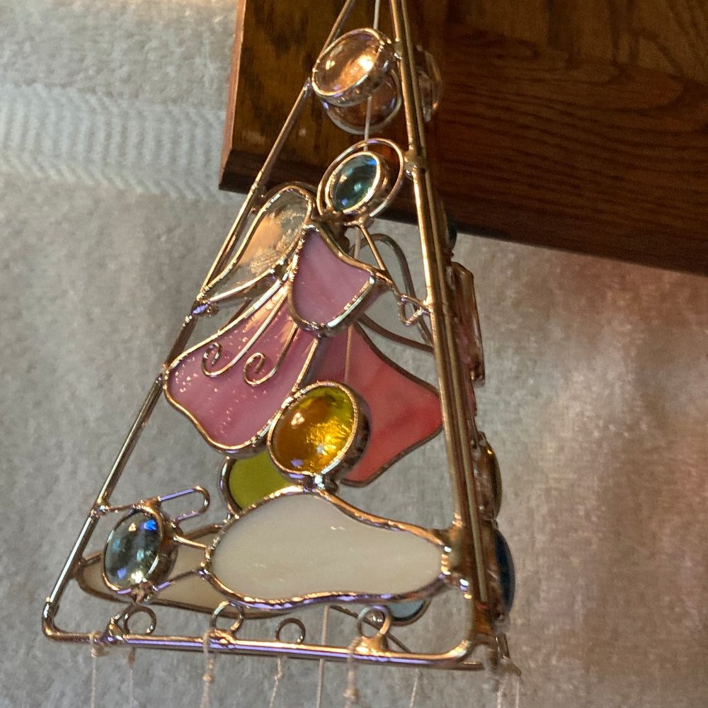 STAINED GLASS LARGE WIND CHIME STAIN GLASS ANGELS